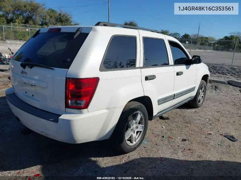1J4GR48K16C353561 2006 Jeep Grand Cherokee Laredo