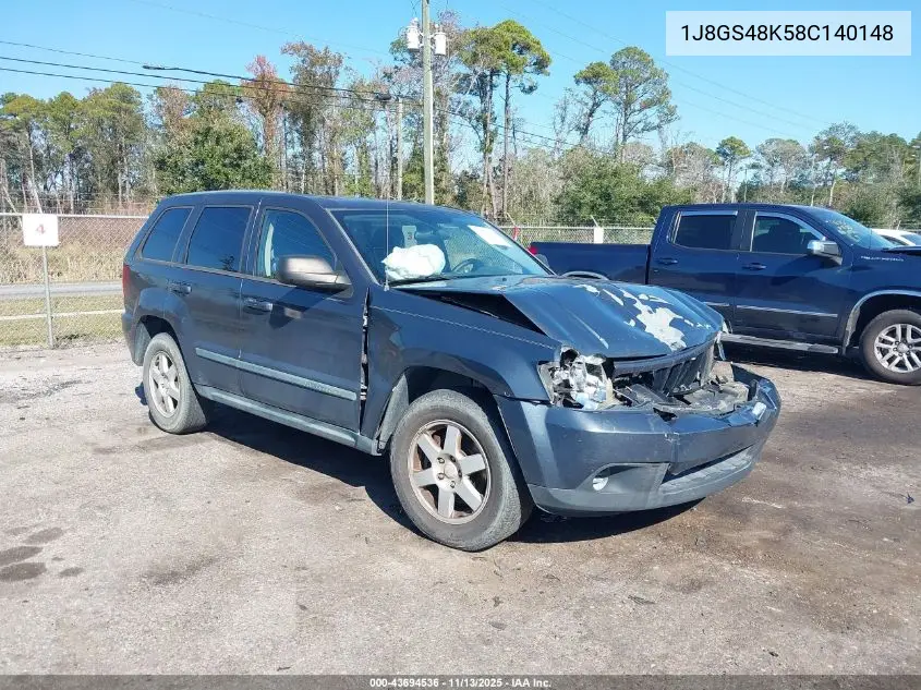 1J8GS48K58C140148 2008 Jeep Grand Cherokee Laredo