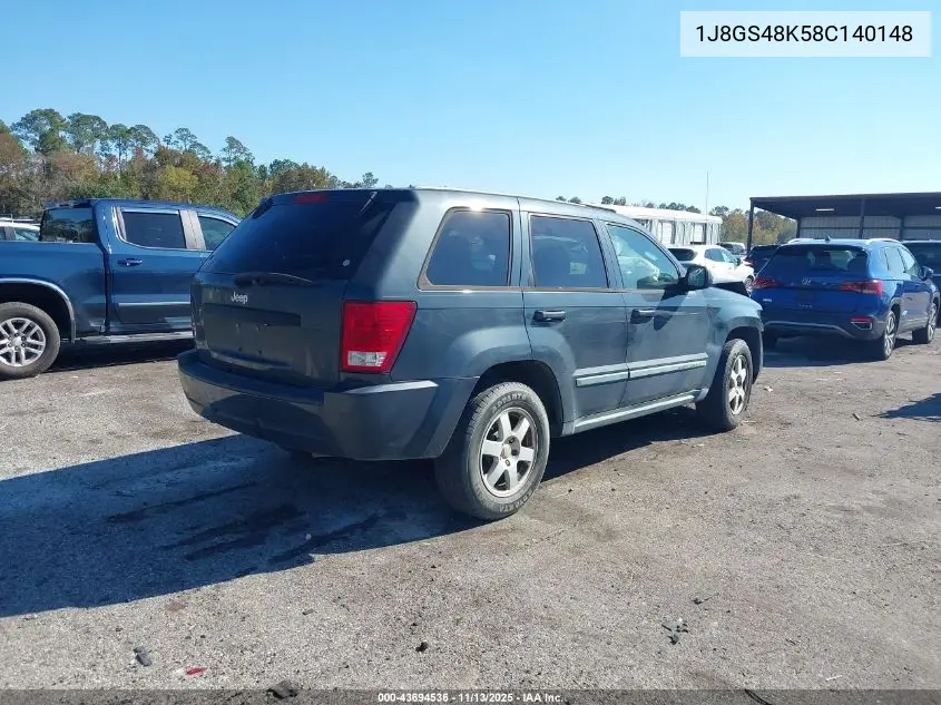 1J8GS48K58C140148 2008 Jeep Grand Cherokee Laredo