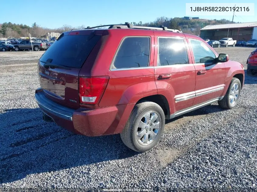1J8HR58228C192116 2008 Jeep Grand Cherokee Limited