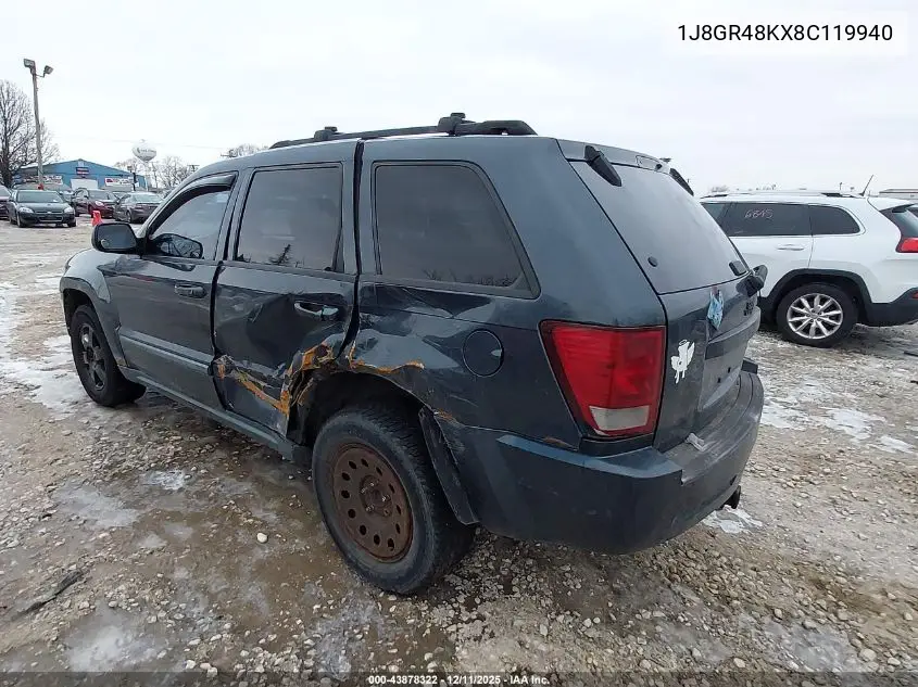 1J8GR48KX8C119940 2008 Jeep Grand Cherokee Laredo