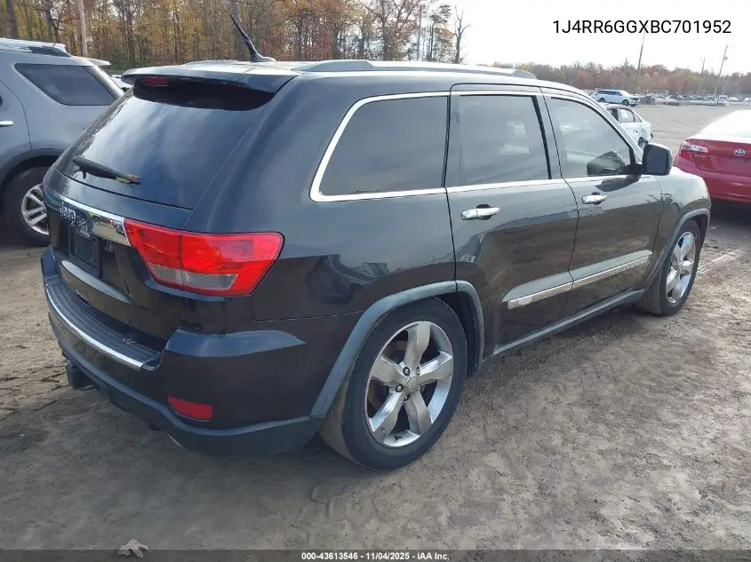1J4RR6GGXBC701952 2011 Jeep Grand Cherokee Overland