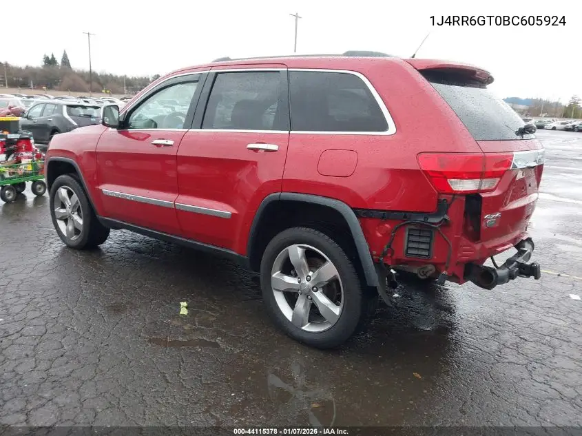 1J4RR6GT0BC605924 2011 Jeep Grand Cherokee Overland