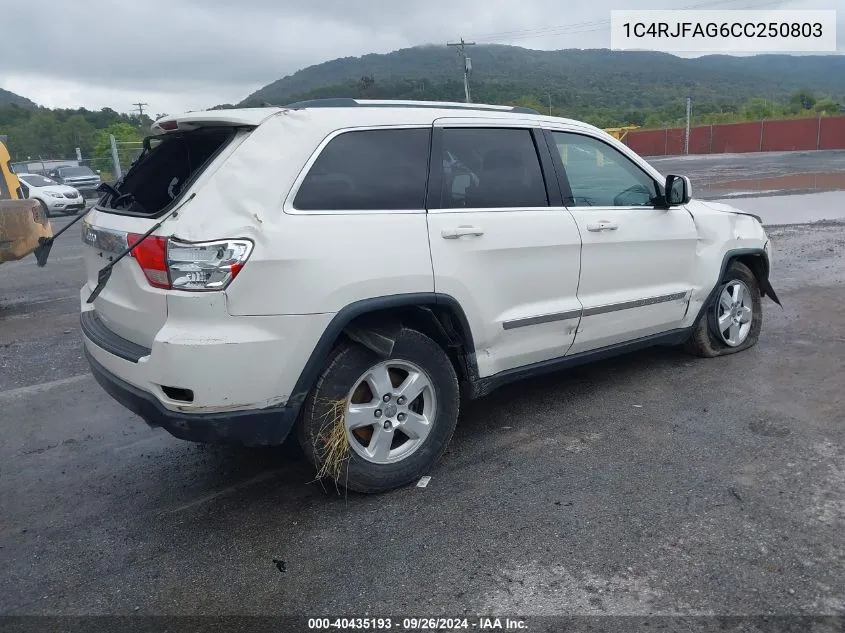 2012 Jeep Grand Cherokee Laredo VIN: 1C4RJFAG6CC250803 Lot: 40435193