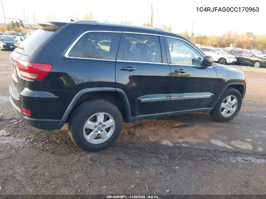 1C4RJFAG0CC170963 2012 Jeep Grand Cherokee Laredo