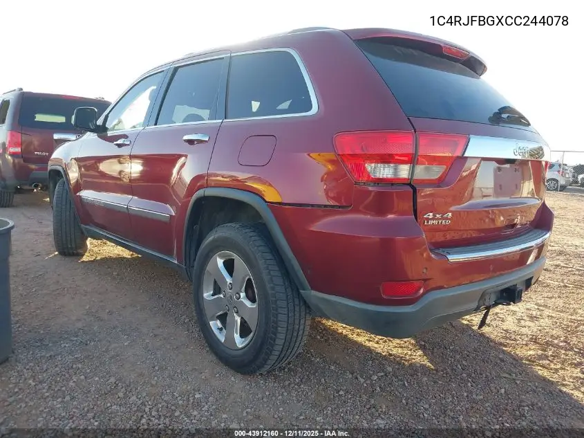 1C4RJFBGXCC244078 2012 Jeep Grand Cherokee Limited