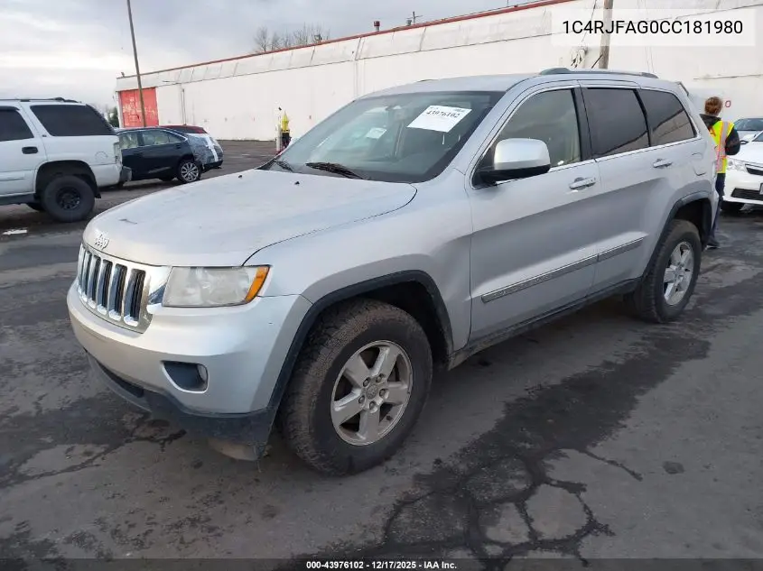 1C4RJFAG0CC181980 2012 Jeep Grand Cherokee Laredo