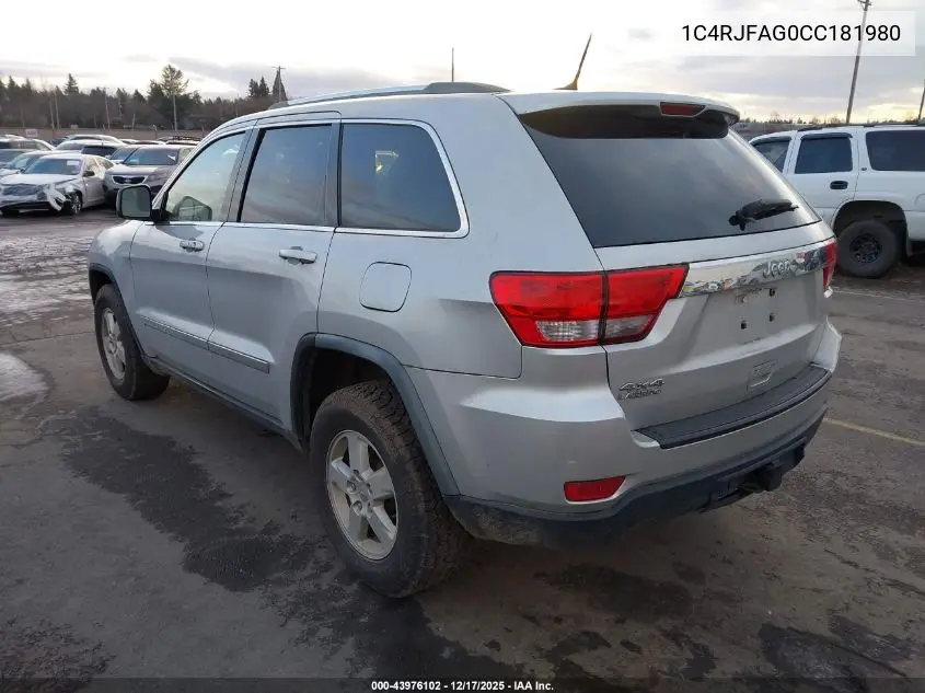 1C4RJFAG0CC181980 2012 Jeep Grand Cherokee Laredo
