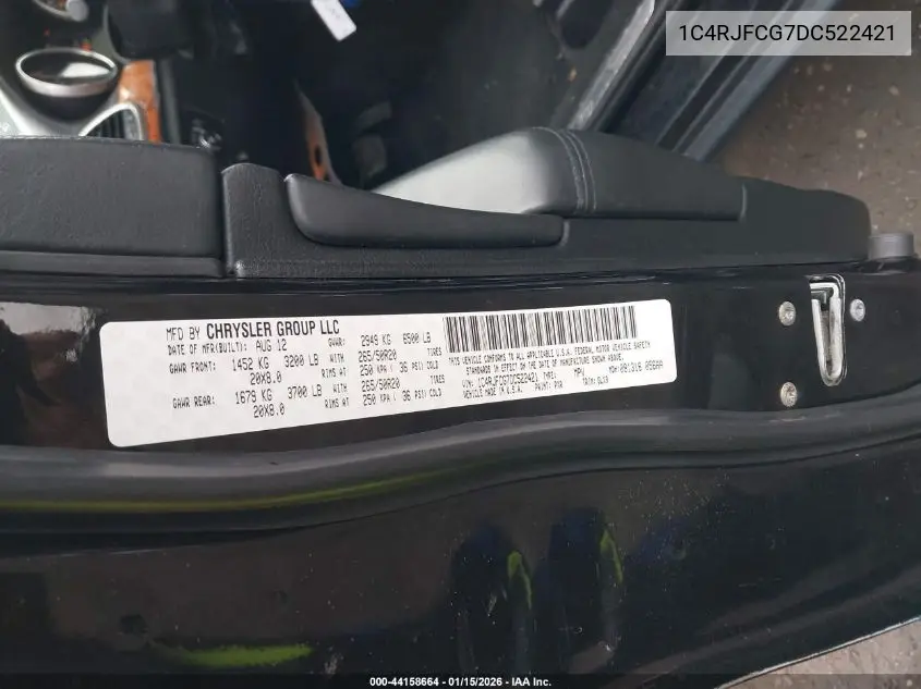 1C4RJFCG7DC522421 2013 Jeep Grand Cherokee Overland