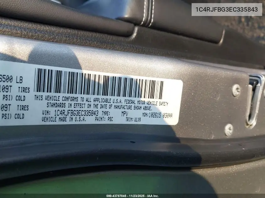 1C4RJFBG3EC335843 2014 Jeep Grand Cherokee Limited