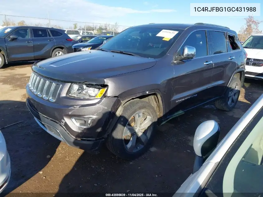 1C4RJFBG1GC431988 2016 Jeep Grand Cherokee Limited