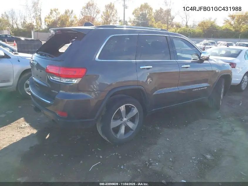 1C4RJFBG1GC431988 2016 Jeep Grand Cherokee Limited