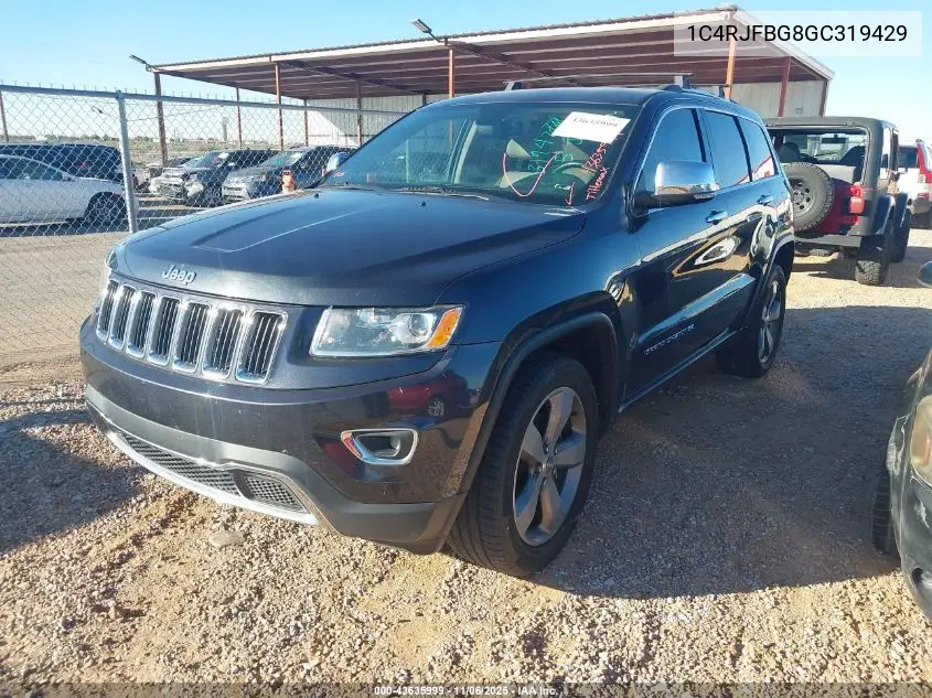 1C4RJFBG8GC319429 2016 Jeep Grand Cherokee Limited