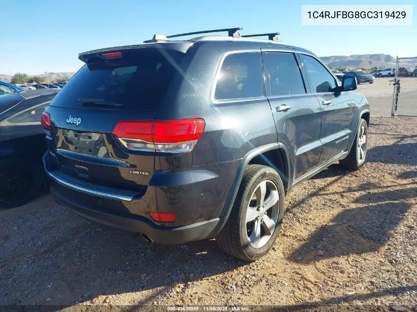 1C4RJFBG8GC319429 2016 Jeep Grand Cherokee Limited