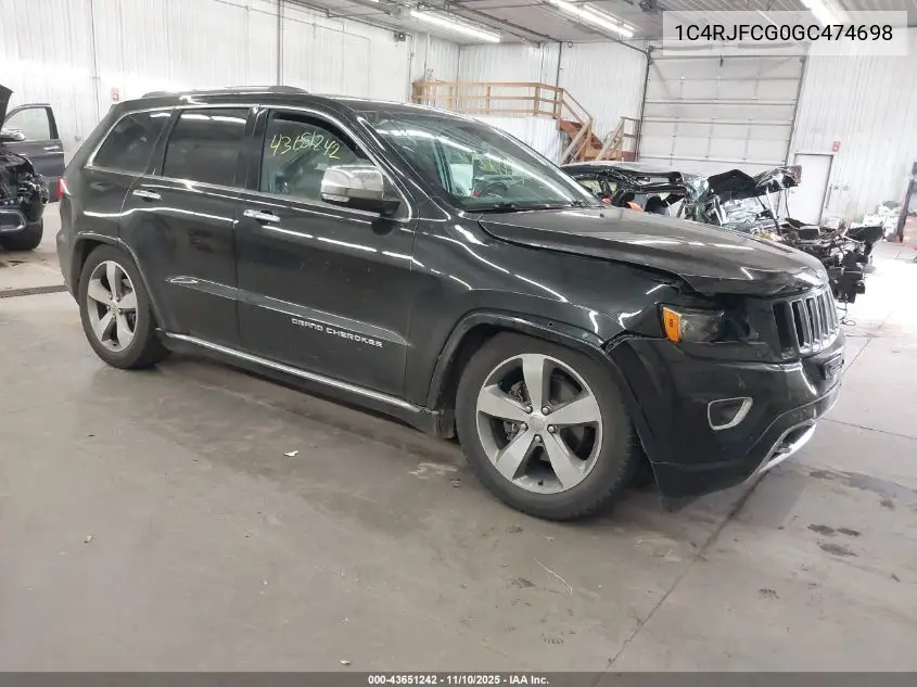 1C4RJFCG0GC474698 2016 Jeep Grand Cherokee Overland