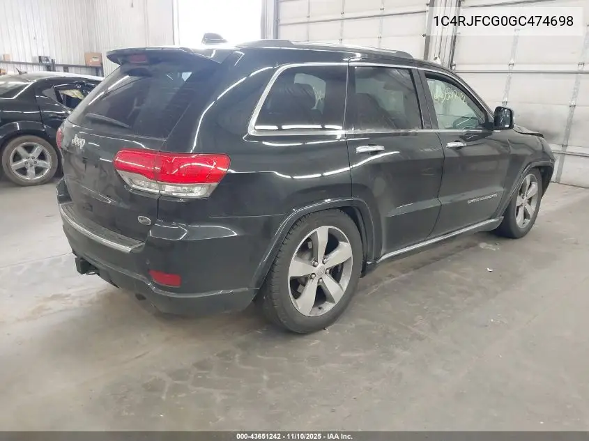 1C4RJFCG0GC474698 2016 Jeep Grand Cherokee Overland