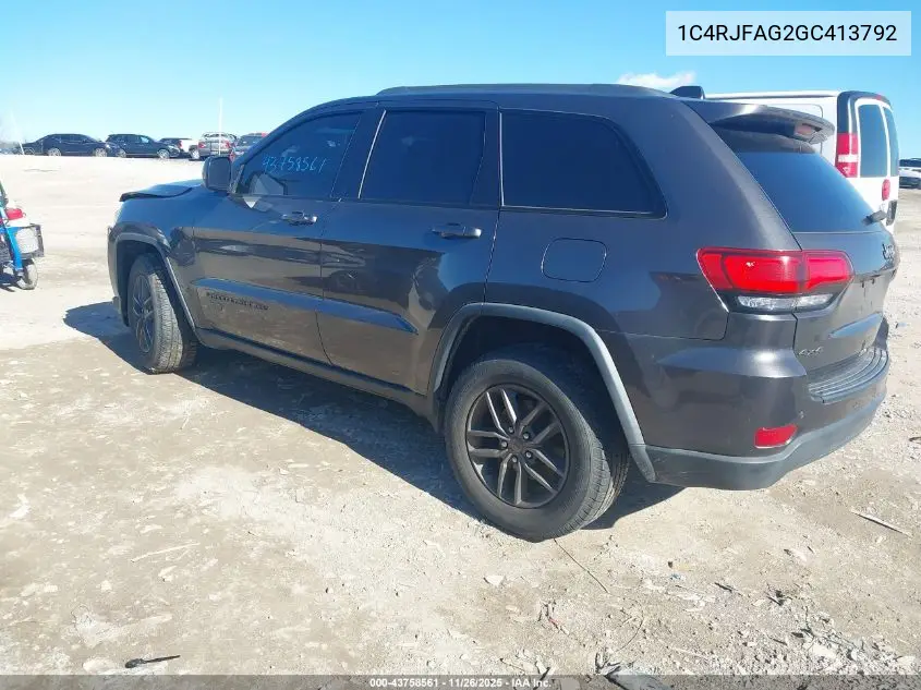1C4RJFAG2GC413792 2016 Jeep Grand Cherokee 75Th Anniversary