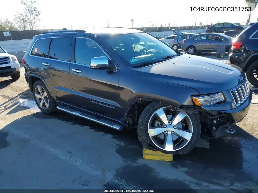 1C4RJECG0GC351753 2016 Jeep Grand Cherokee Overland