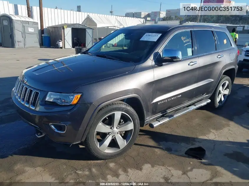 1C4RJECG0GC351753 2016 Jeep Grand Cherokee Overland