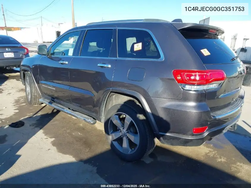 1C4RJECG0GC351753 2016 Jeep Grand Cherokee Overland