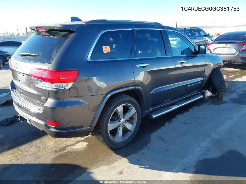 1C4RJECG0GC351753 2016 Jeep Grand Cherokee Overland