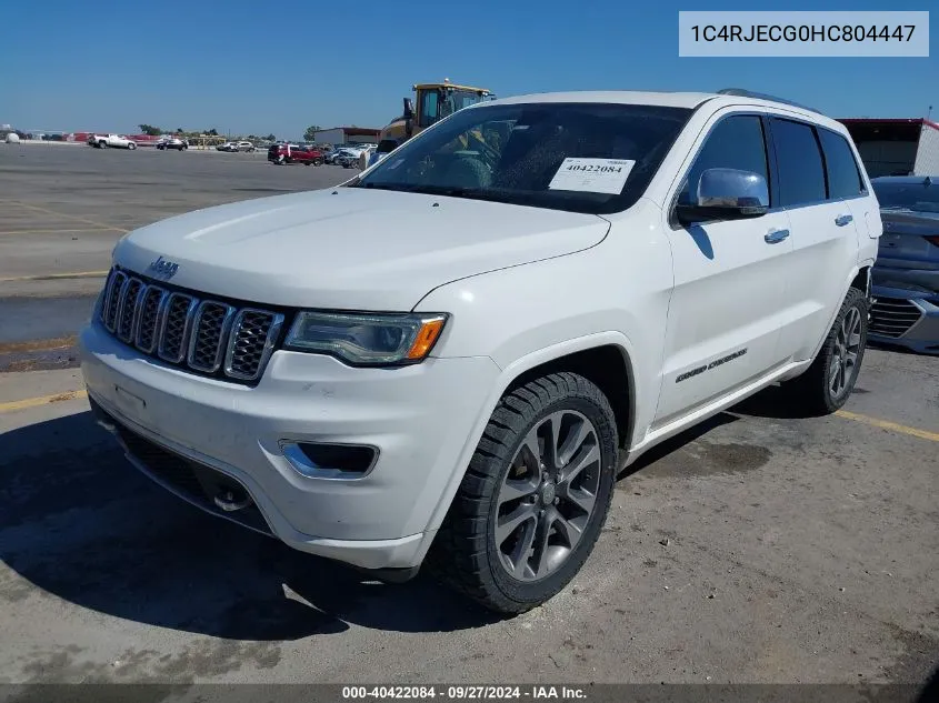 2017 Jeep Grand Cherokee Overland 4X2 VIN: 1C4RJECG0HC804447 Lot: 40422084