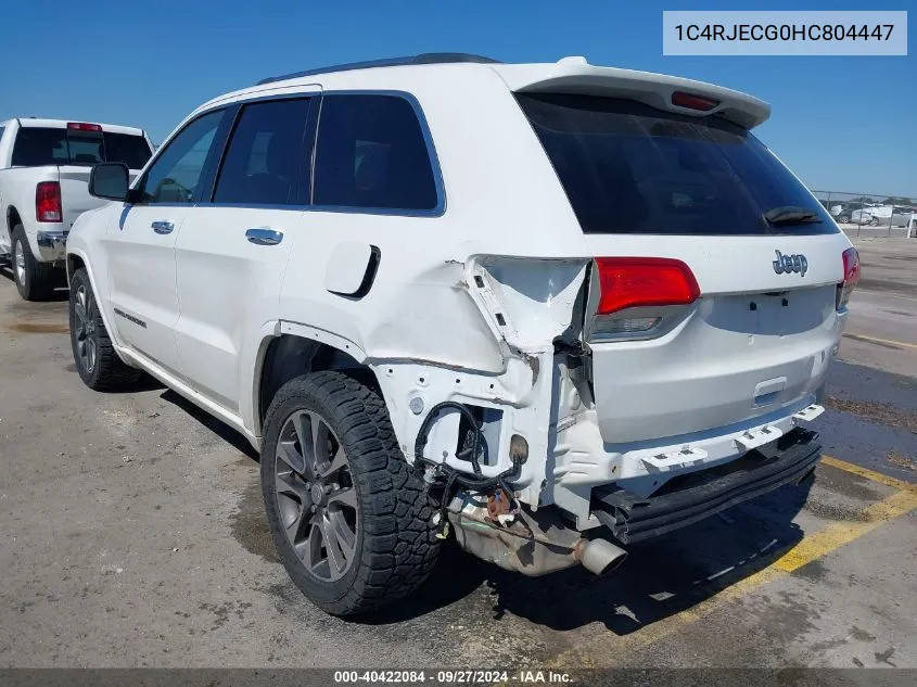 2017 Jeep Grand Cherokee Overland 4X2 VIN: 1C4RJECG0HC804447 Lot: 40422084