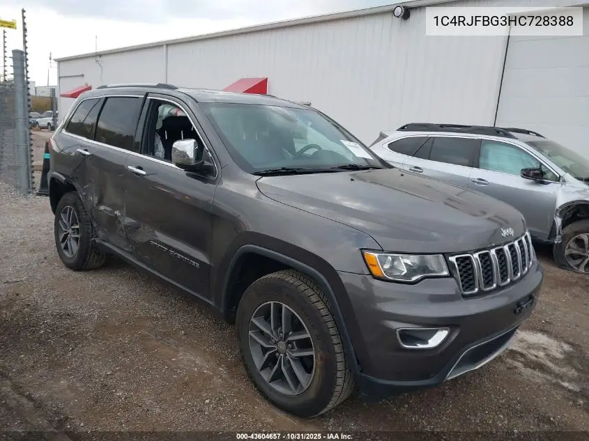 1C4RJFBG3HC728388 2017 Jeep Grand Cherokee Limited 4X4
