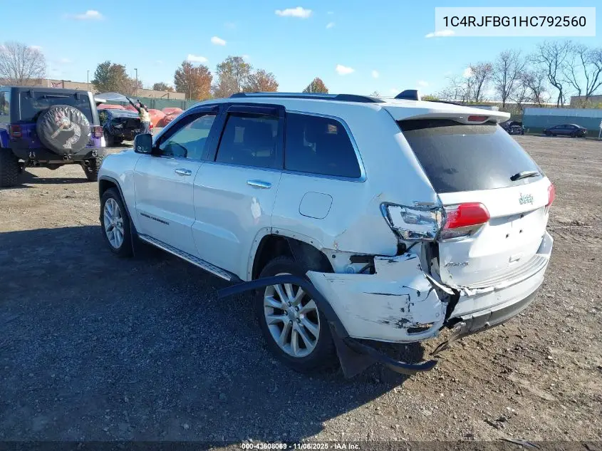 1C4RJFBG1HC792560 2017 Jeep Grand Cherokee Limited 4X4