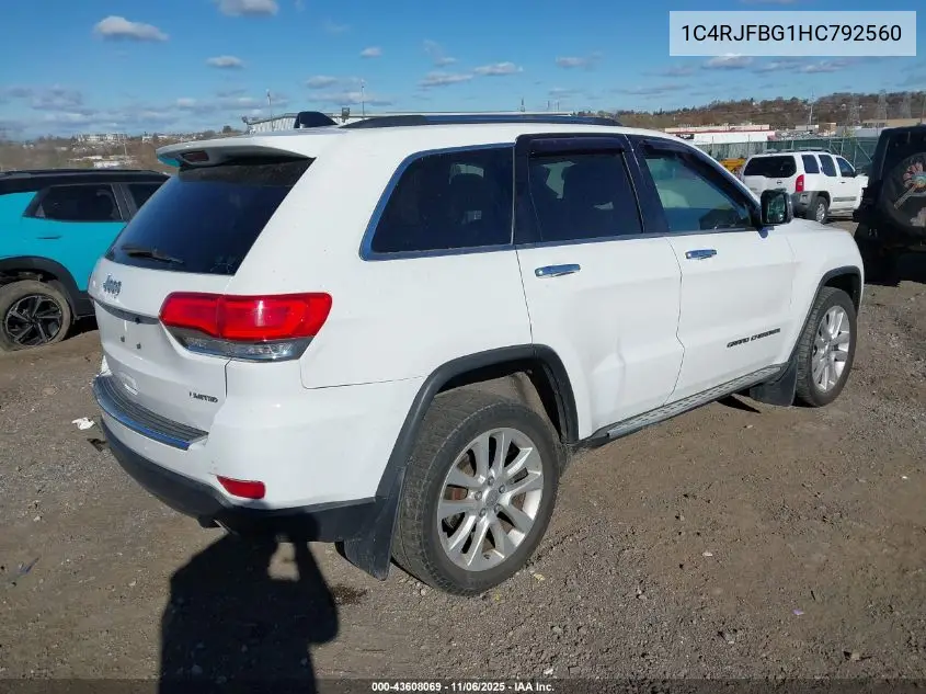 1C4RJFBG1HC792560 2017 Jeep Grand Cherokee Limited 4X4