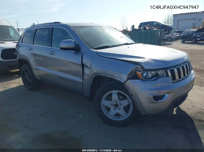 1C4RJFAGXHC947947 2017 Jeep Grand Cherokee Laredo 4X4