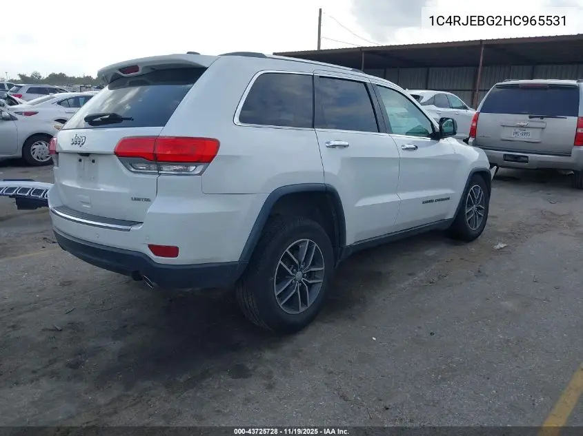 1C4RJEBG2HC965531 2017 Jeep Grand Cherokee Limited 4X2