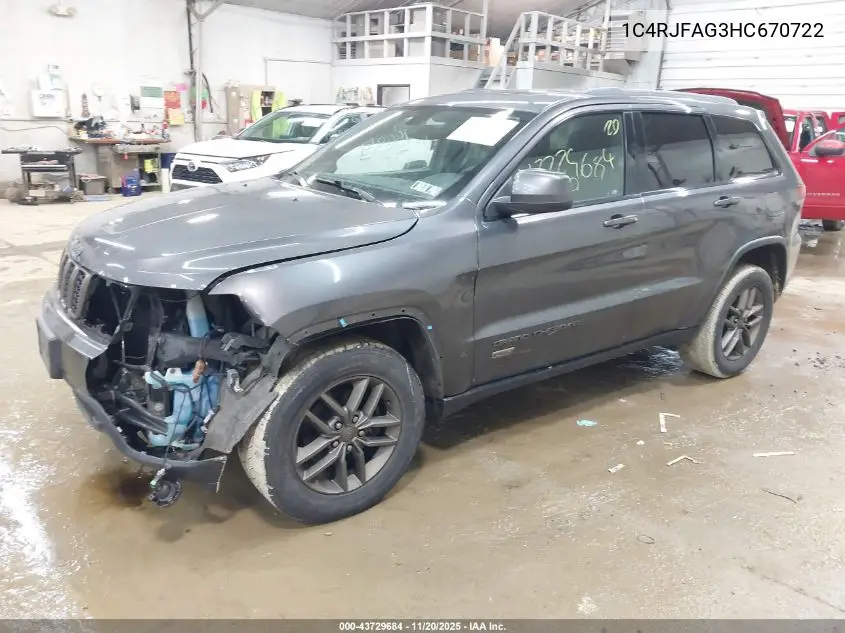 1C4RJFAG3HC670722 2017 Jeep Grand Cherokee 75Th Anniversary Edition 4X4