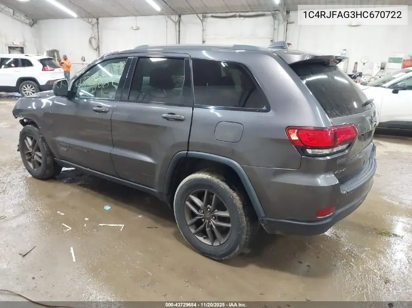 1C4RJFAG3HC670722 2017 Jeep Grand Cherokee 75Th Anniversary Edition 4X4
