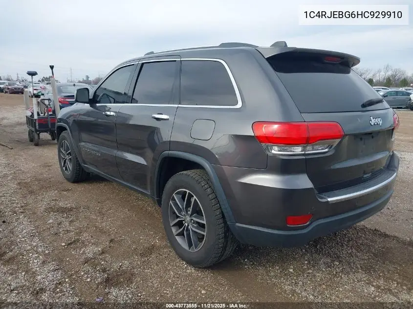 1C4RJEBG6HC929910 2017 Jeep Grand Cherokee Limited 4X2