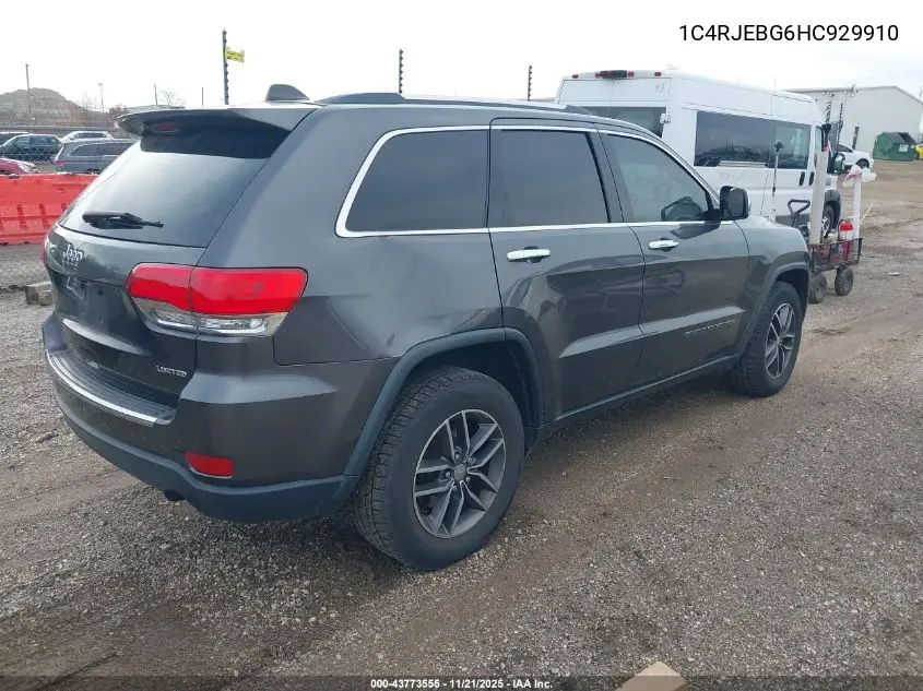 1C4RJEBG6HC929910 2017 Jeep Grand Cherokee Limited 4X2