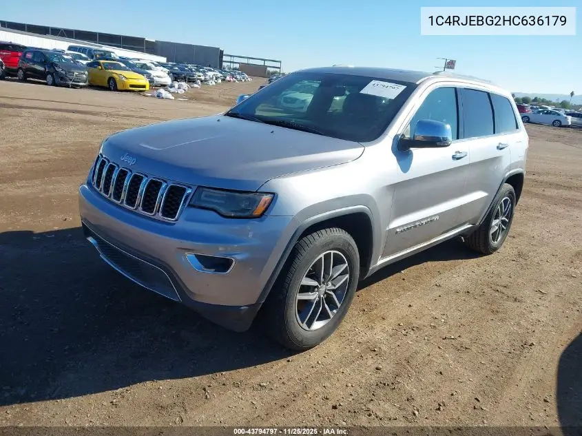 1C4RJEBG2HC636179 2017 Jeep Grand Cherokee Limited 4X2