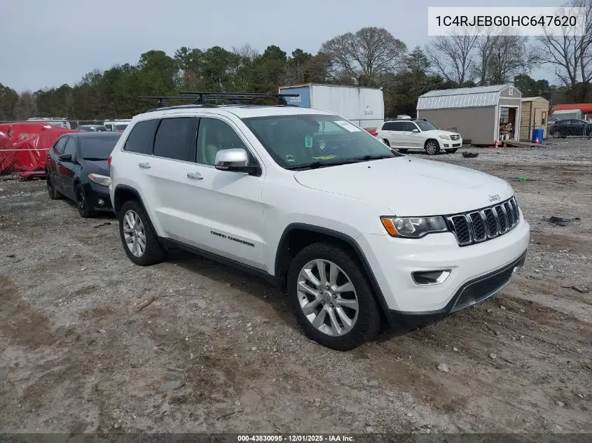 1C4RJEBG0HC647620 2017 Jeep Grand Cherokee Limited 4X2