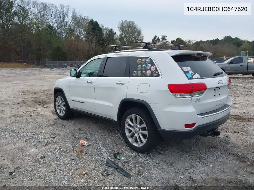 1C4RJEBG0HC647620 2017 Jeep Grand Cherokee Limited 4X2