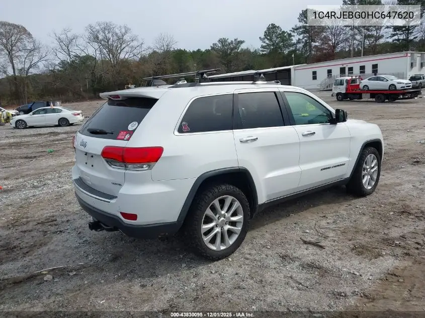 1C4RJEBG0HC647620 2017 Jeep Grand Cherokee Limited 4X2
