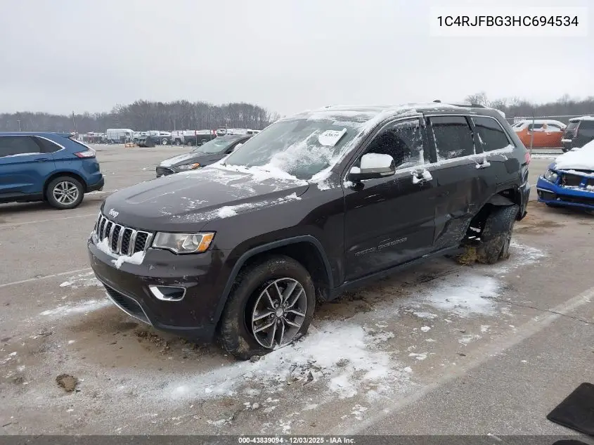 1C4RJFBG3HC694534 2017 Jeep Grand Cherokee Limited 4X4