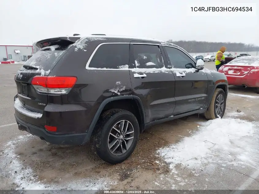 1C4RJFBG3HC694534 2017 Jeep Grand Cherokee Limited 4X4