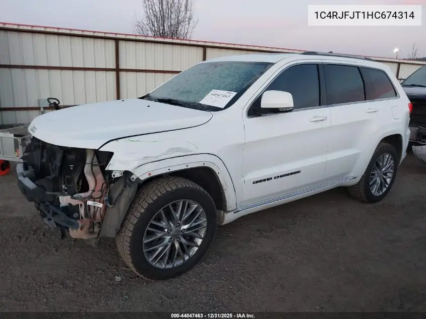 1C4RJFJT1HC674314 2017 Jeep Grand Cherokee Summit 4X4