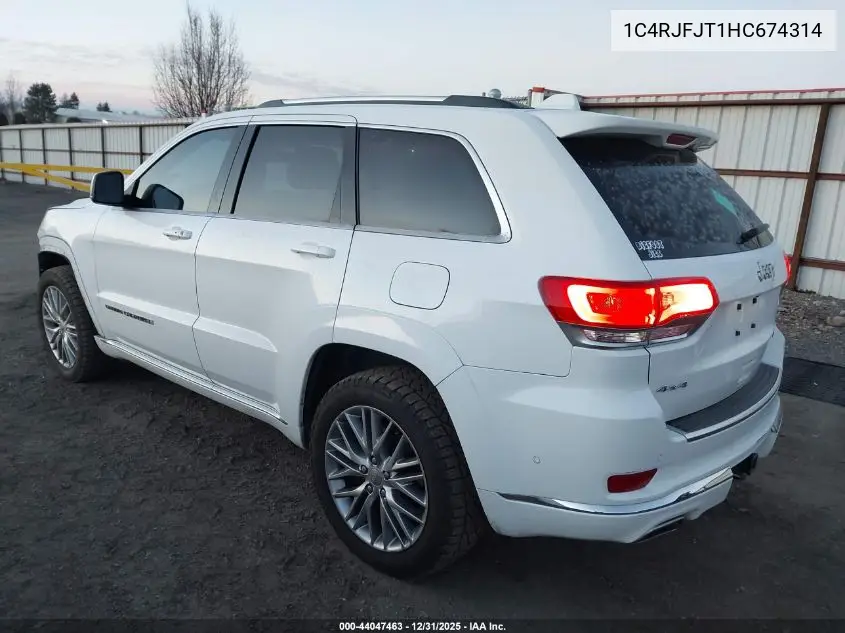 1C4RJFJT1HC674314 2017 Jeep Grand Cherokee Summit 4X4