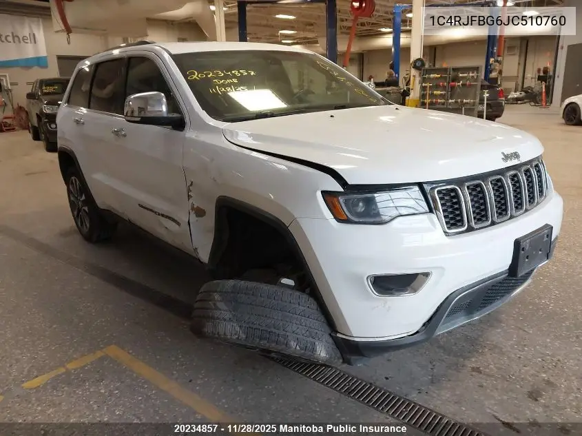1C4RJFBG6JC510760 2018 Jeep Grand Cherokee Limited