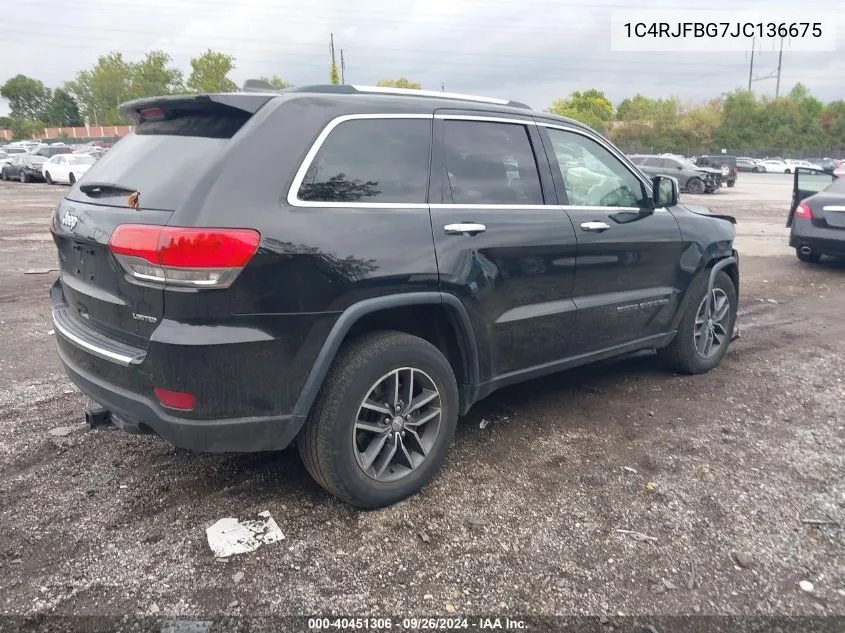 2018 Jeep Grand Cherokee Limited 4X4 VIN: 1C4RJFBG7JC136675 Lot: 40451306