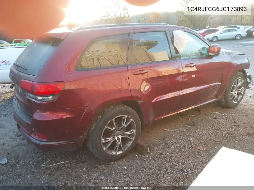 1C4RJFCG6JC173893 2018 Jeep Grand Cherokee High Altitude 4X4