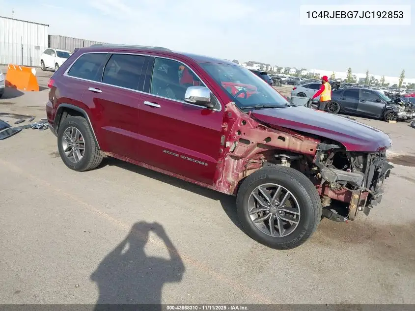 1C4RJEBG7JC192853 2018 Jeep Grand Cherokee Limited 4X2