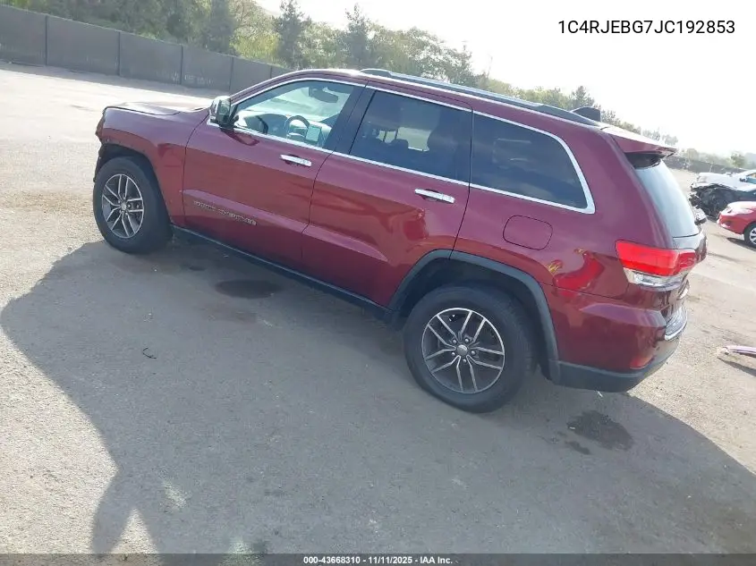 1C4RJEBG7JC192853 2018 Jeep Grand Cherokee Limited 4X2