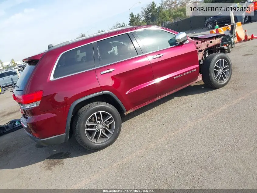 1C4RJEBG7JC192853 2018 Jeep Grand Cherokee Limited 4X2